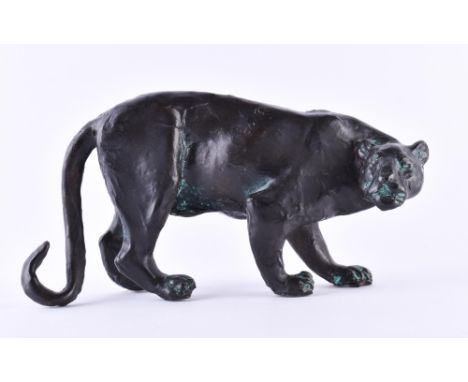 Ernemann Friedrich SANDER (1925)"Leopard"Skulptur - Bronze, 18 cm x 31,5 cm x 10 cm,monogrammiert, Nr. 4/10