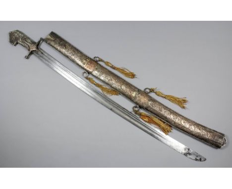 A rare late 18th/early 19th Century Balkan or Eastern European presentation sabre, the 30.25ins good quality double fullered 