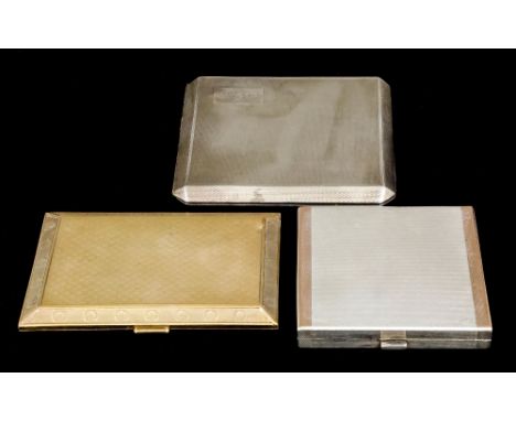 A lady's 9ct gold rectangular cigarette case with engine turned decoration and acanthus wreath borders, 60mm x 80mm, import m