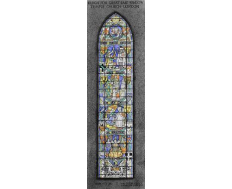 ***Harcourt Medhurst Doyle (1913-2001) - Watercolour - "Designed for Great East Window, Temple Church, London", 24.5ins x 7.5