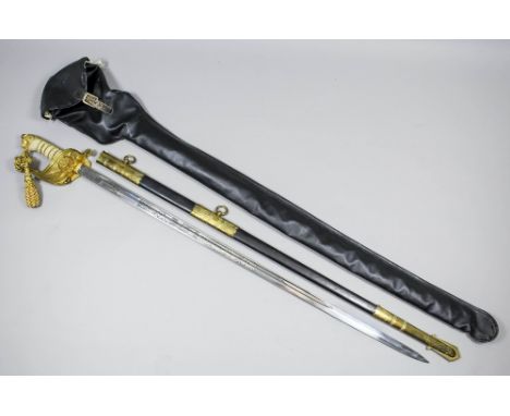 An Elizabeth II 1897 pattern Naval Officer's dress sword by Wilkinson Sword Ltd, the 31ins blade etched to both sides with cr