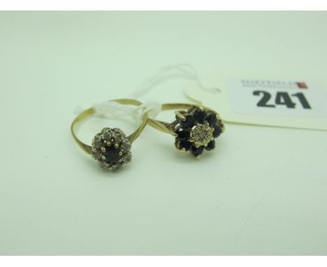 A 9ct Gold Cluster Ring, together with another cluster ring, stamped "375" (misshapen). (2)