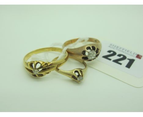 An Early XX Century Single Stone Diamond Ring, the old cut stone claw set, Birmingham 1910 (finger size W); together with ano