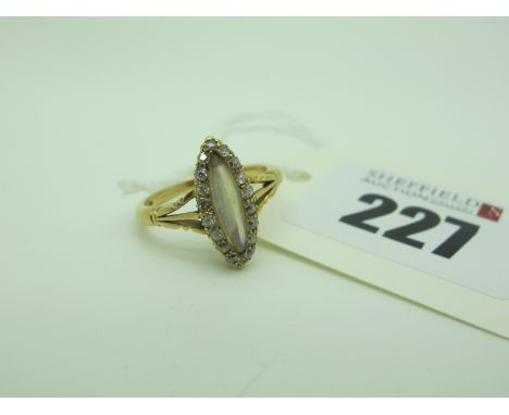 An Antique Diamond Set Marquise Cluster Ring, claw set between trifurcated shoulders(finger size L).