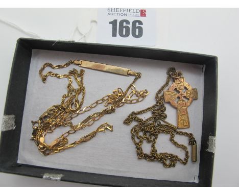 375 Chain Bracelets, a Celtic style cross pendant on chain. 