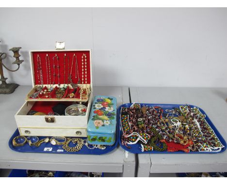 A Mixed Lot of Assorted Costume Jewellery, including vintage and later bead necklaces, imitation pearl bead necklaces, hat pi