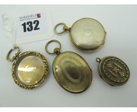 Vintage Locket Pendants, including engine turned decoration. (4) 