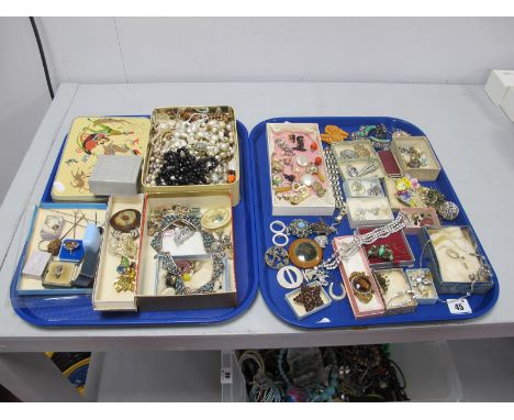 A Mixed Lot of Assorted Vintage and Later Costume Jewellery, including bead and other necklaces, brooches, earrings, dress ri