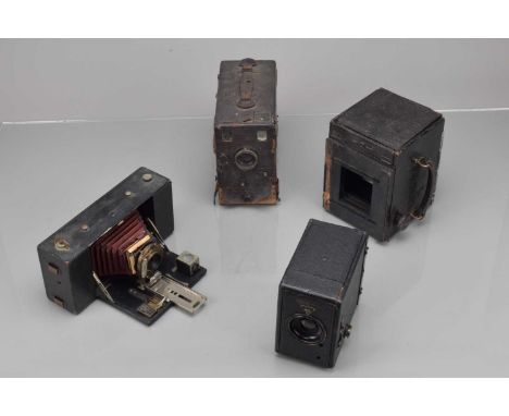 A Kodak Model A No 3 A Folding Brownie & Other Cameras, body G, bellows AF, shutter working, elements F-G, two falling plate 