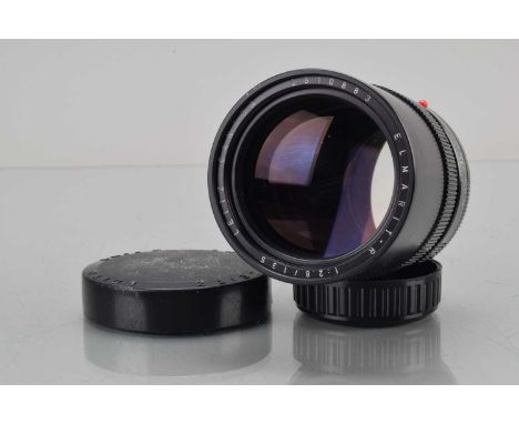 A Leitz Canada Elmarit-R 135mm f/2.8 lens, serial no 2810883, 2000, R-ROM, untested, barrel G, some paint wear, elements G-VG