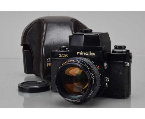 A Minolta XK SLR Camera, shutter erratic/not working, meter responsive, body G, with MC Rokkor-X PG 58mm f/1.2 lens, barrel G