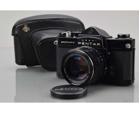 An Asahi Pentax SP SLR Camera, black, serial no 2519726, shutter working, self timer working, meter untested, body VG, with S