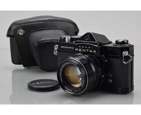An Asahi Pentax SP SLR Camera, black, serial no 2903714,  shutter working, self timer working, meter untested, body VG, with 
