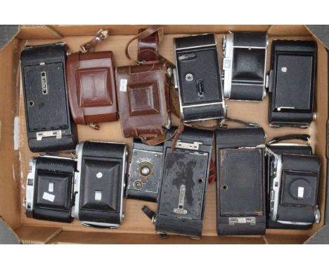 A Tray of Folding Cameras, including a Balda Baldax, Rigona G, Voigtländer Vito IIa, Bessa G, Ensing Ranger Special, F, Kodak