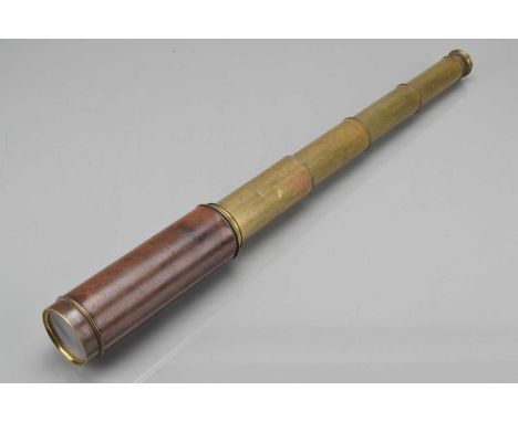 A Five Draw Brass Telescope, no maker's name visible, some tarnishing to brass, elements F