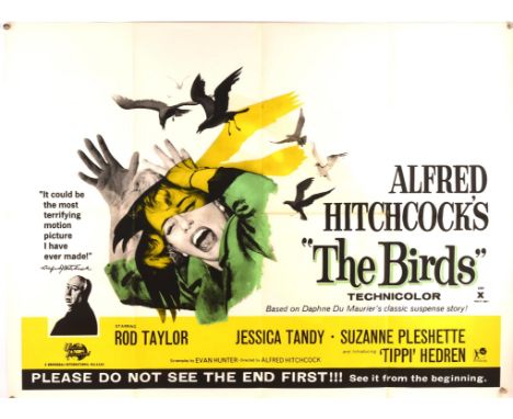 The Birds (1963 RR), British Quad Film Poster for the Alfred Hitchcock classic, Universal International, folded, 30 x 40 inch