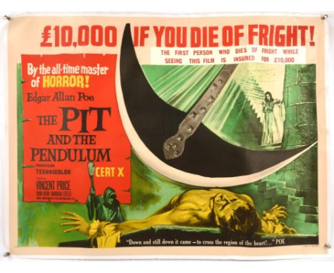 Amended Condition Report: The Pit and The Pendulum (1961), British Quad Linen Backed Film Poster for the film based on the sh