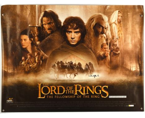 The Lord of the Rings: The Fellowship of The Ring (2001), Signed British Quad Film Poster, signed by Sir Christopher Lee in b