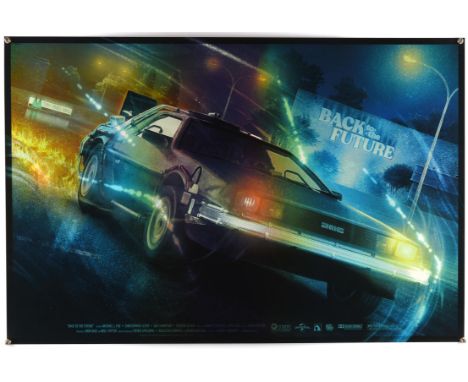 Complete Foil Set of Back to the Future Lithograph Prints for the trilogy, released by Vice Press, artworks by Kevin Wilson, 
