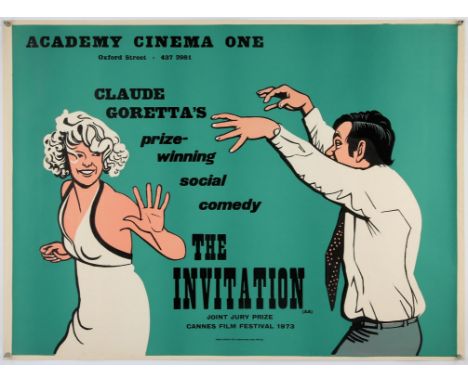 The Invitation (1973), British Quad, 40.5 x 30 inches, rolled, Academy Cinema London, Peter Strausfeld artwork, printed by Wa