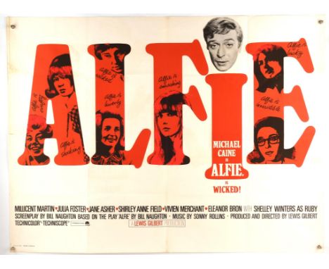 Alfie (1966), British Quad Film Poster, starring Michael Caine, folded, 30 x 40 inches Condition Report:  Good condition, lig