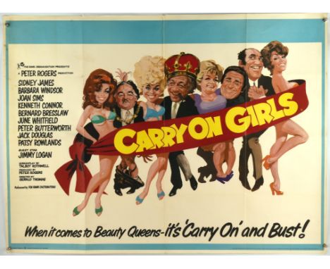 Carry on Girls (1973), British Quad Film Poster, artwork by Arnaldo Putzu, folded, 30 x 40 inches  Condition Report:  Good co