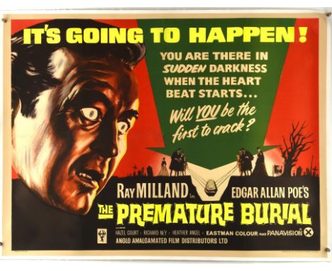 Premature Burial (1962), British Quad Linen Backed Film Poster for the film based on the short story by Edgar Allen Poe, artw