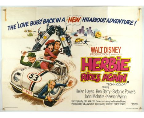 Herbie Rides Again (1974), British Quad Film Poster, folded, 30 x 40 inches Condition Report:  Good condition, old tape burns