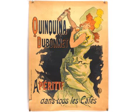 Quinquina Dubonnet Poster Apertif Dans Tous Les Cafes, artwork by Jules Cheret, unfolded, 21 ½ x 30 inches  Condition Report: