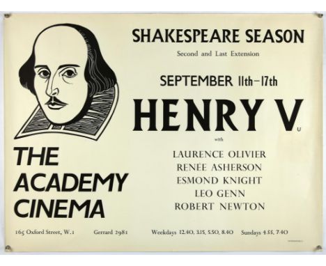 Henry V (1944), British Quad, Double Bill, 40 x 30 inches, rolled, Academy Cinema London, Peter Strausfeld artwork, printed b