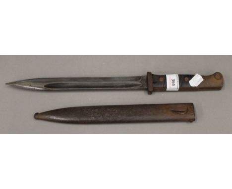 A German WWII knife bayonet and scabbard, model 1884/98