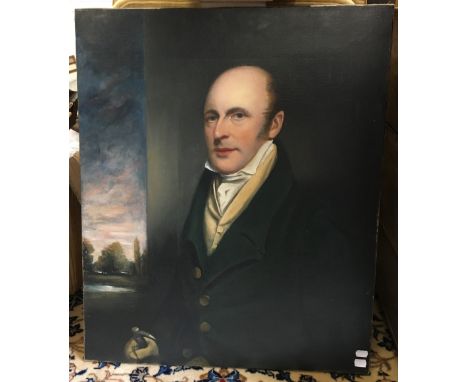 HENRY JOHNSON (19th century) British, Portrait of a Gentleman, oil on canvas, inscribed to verso, unframed, 64 x 77 cm