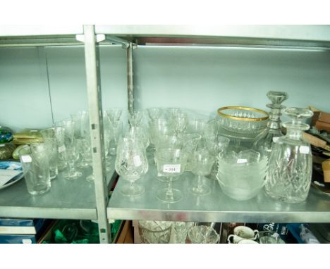 CUT GLASS DECANTER ADN STOPPER, A CUT GLASS SWEETMEAT TAZZA AND MISCELLANEOUS CUT GLASS WARE