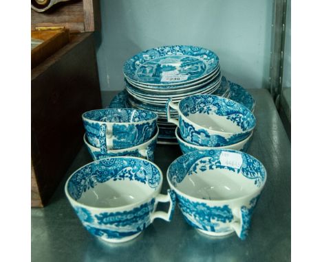 SPODE 'ITALIAN' BLUE AND WHITE POTTERY TEA WARES