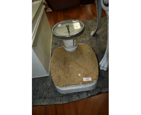 A set of vintage bathroom or doctors scales, dial labelled for Harrods, Knightsbridge