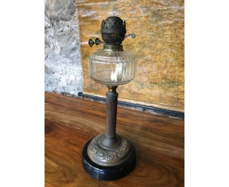 Victorian paraffin lamp base (no shade), measures 50cm in height 