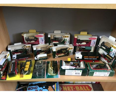 A Shelf of Eddie Stobart car & trucks models, some loose. 