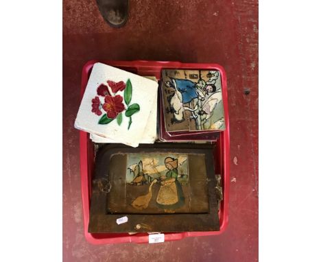 A Box full of vintage tiles. Originally taken from a gypsy caravan/ wagon 