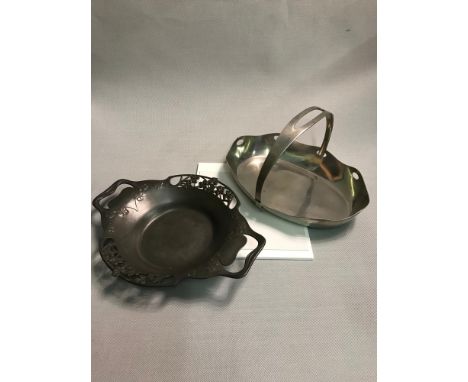 An early 1900's Pewter double handled bowl by Tudric in an art nouveau style & designed by Archibald Knox, together with an a
