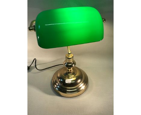 Electric Study Lamp with green glass shade. working order 