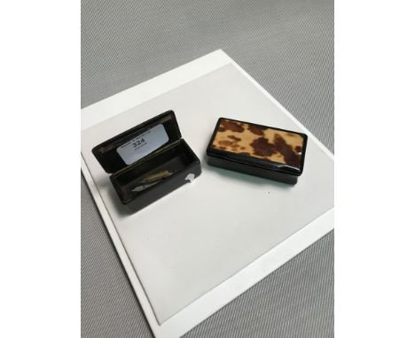 Two vintage Horn Snuff Boxes, One containing various ink nibs with makes name M Myers and Son. 