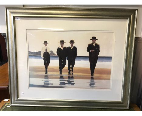 A Large Jack Vettriano print "The Billy Boys" within a silver frame. Frame Measures 80x100 