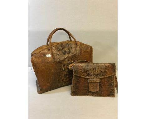 A lot of two Vintage c1920's Crocodile leather hand bags, in a beautiful condition 