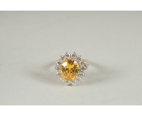 A SILVER GOLD PLATED CLUSTER DAISY RING.