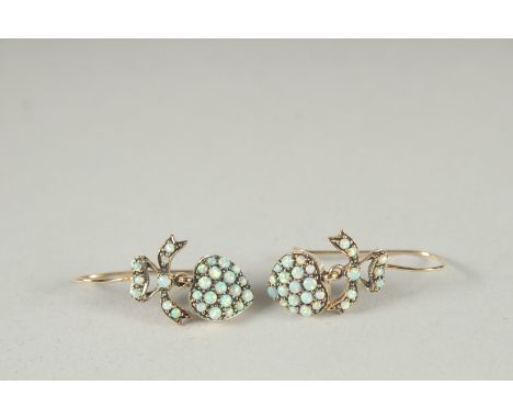 A PAIR OF 9CT GOLD OPAL BOW EARRINGS