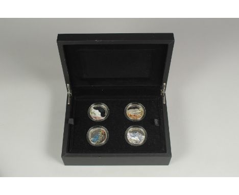 THE ROYAL MINT. A PORTRAIT OF BRITAIN. "TREASURES FOR LIFE" FOUR COINS, 2016.  No. 0133, White Cliffs of Dover etc.. Boxed.