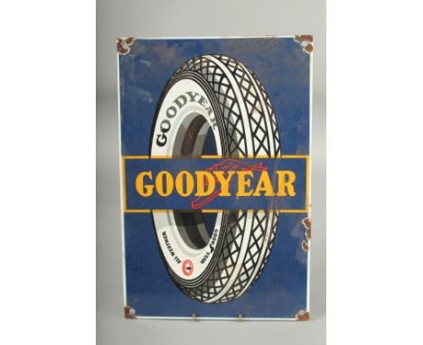 A GOOD YEAR ENAMEL SIGN. 11.5ins x 7.5ins.