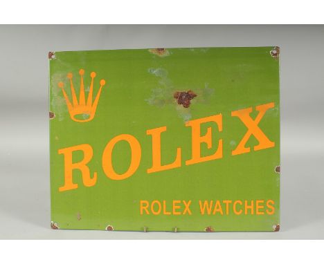 A ROLEX ENAMEL SIGN. 11ins x 14ins.