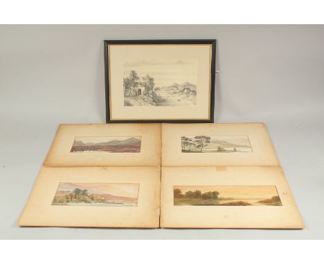 A. Hulk (19th Century) A collection of four unframed watercolours of mountain river landscapes, all signed, all around 4" x 1