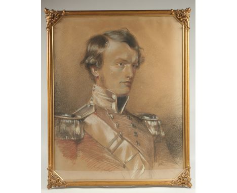 Charles Allen Duval (1808-1872) A head and shoulders portrait of a military officer, pastel and chalk, signed and dated 1845,